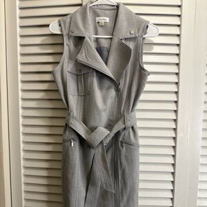 Calvin Klein Stylish Gray Sleeveless Trench Dress